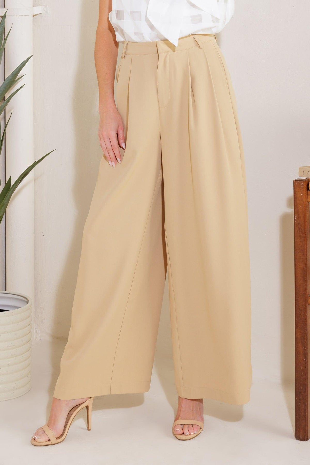 How Can It Be Woven Pants in taupe, view 6 — Soul Flow Apparel