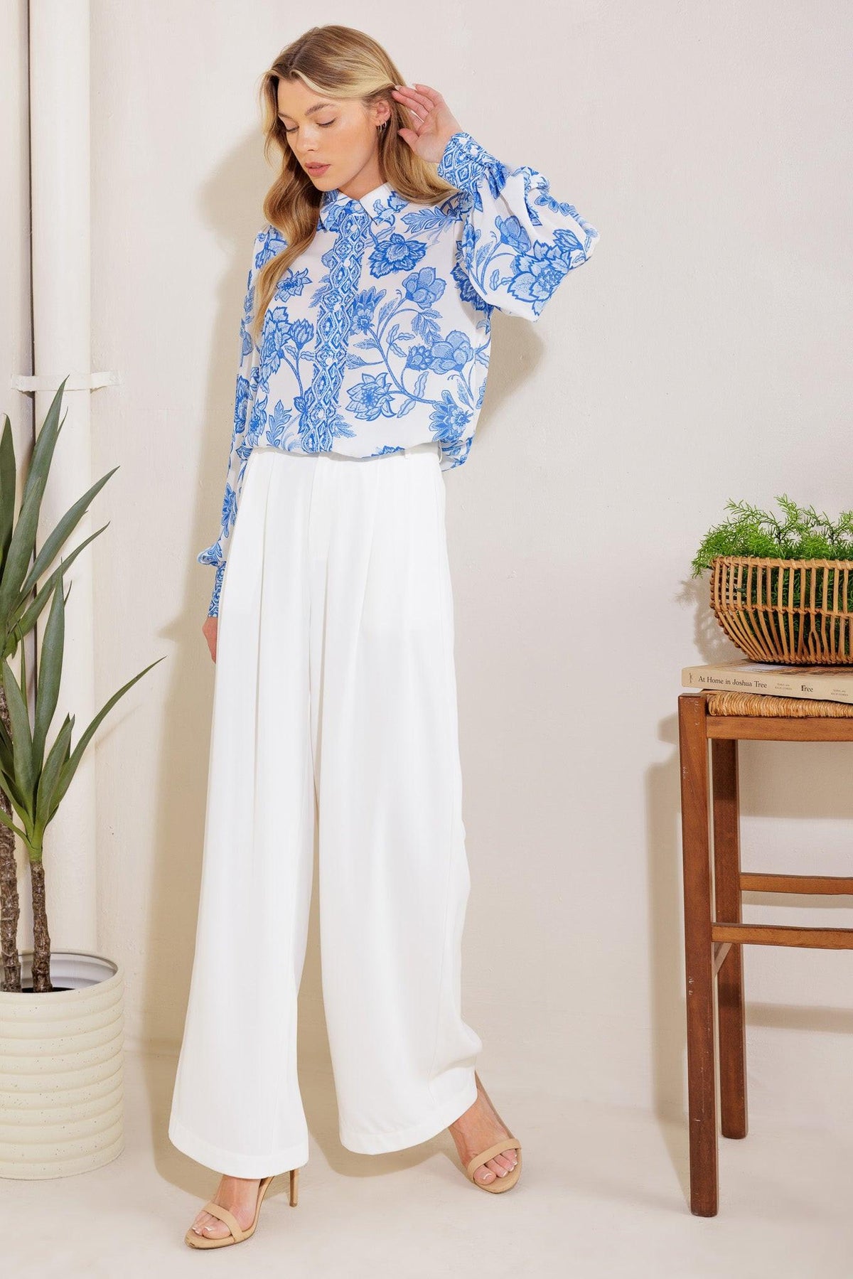 How Can It Be Woven Pants in white, view 2 — Soul Flow Apparel