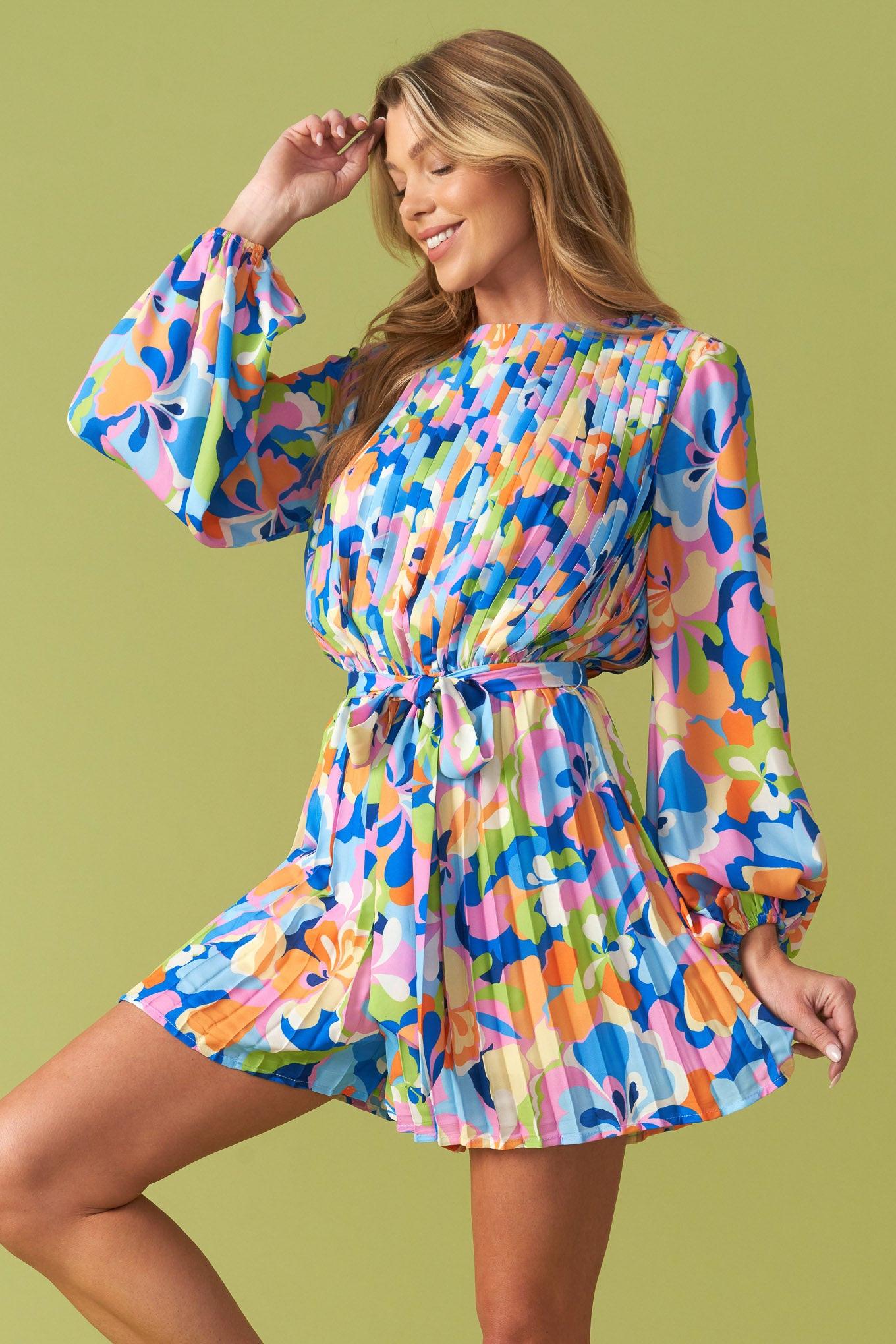 Yes Please Woven Romper in blue, view 4 — Soul Flow Apparel