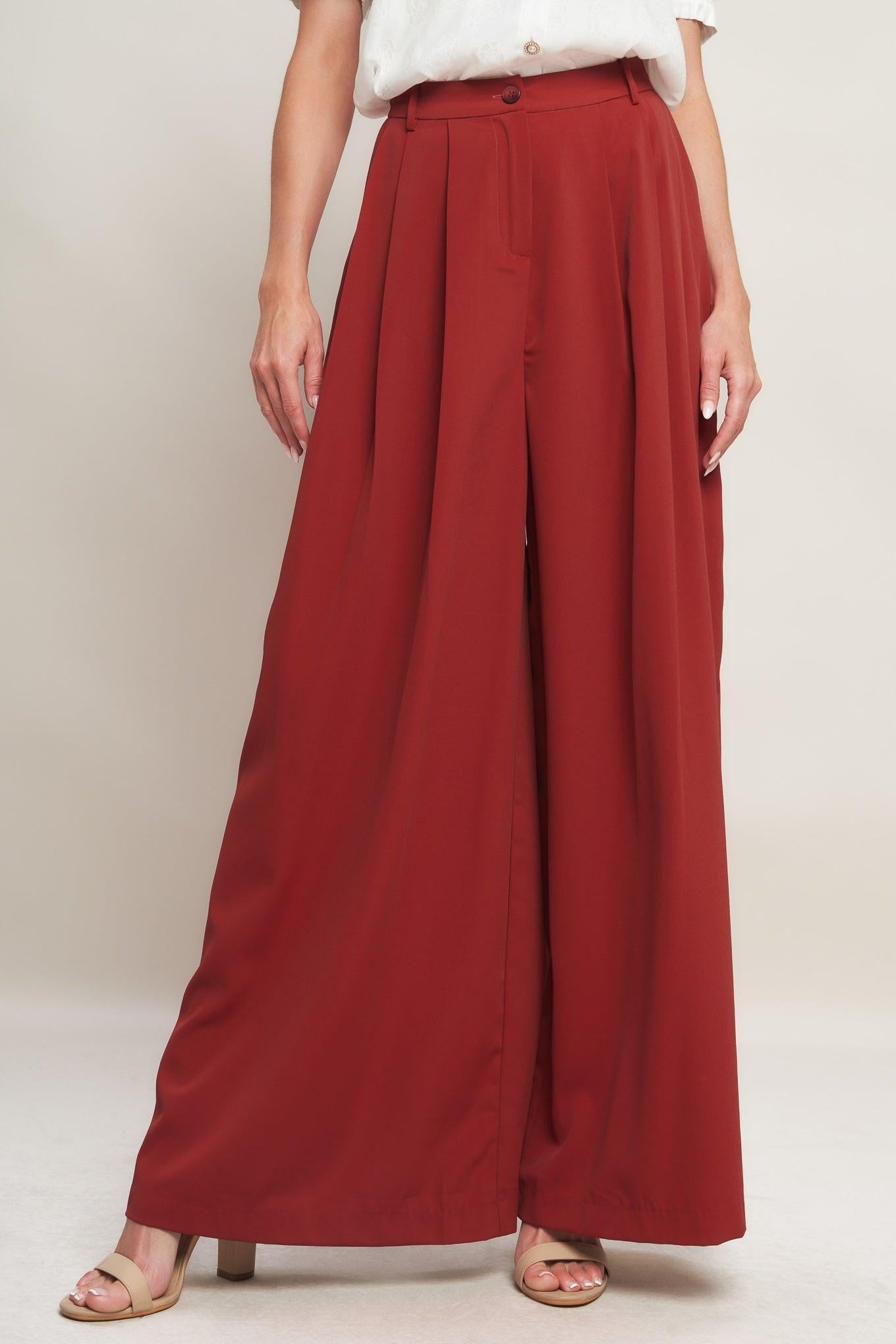 Throw It Back Woven Pants in ruby, view 3 — Soul Flow Apparel