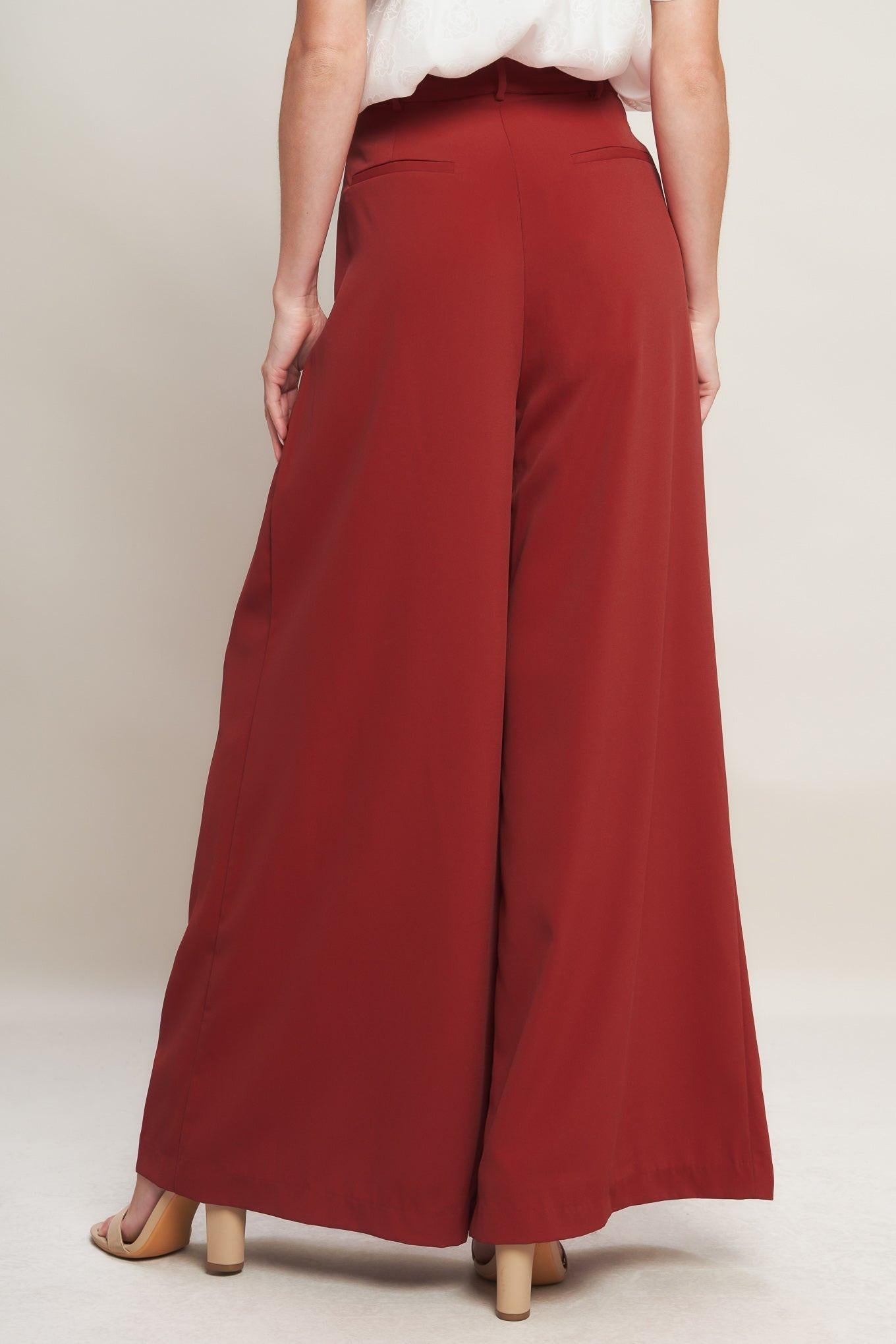 Throw It Back Woven Pants in ruby, view 4 — Soul Flow Apparel