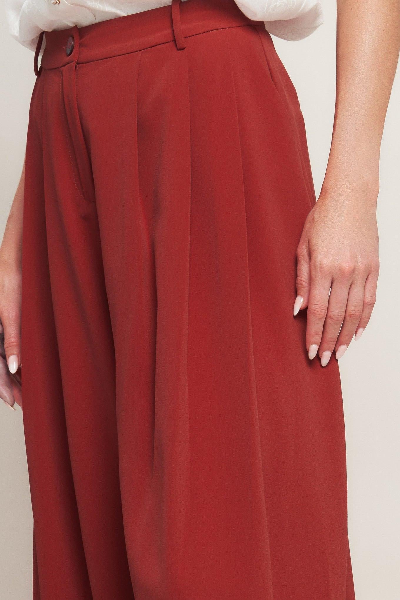 Throw It Back Woven Pants in ruby, view 5 — Soul Flow Apparel