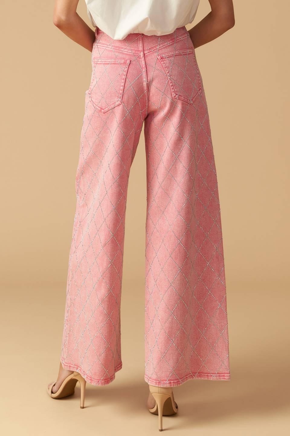 You Are Enough Twill Pants in pink, view 2 — Soul Flow Apparel