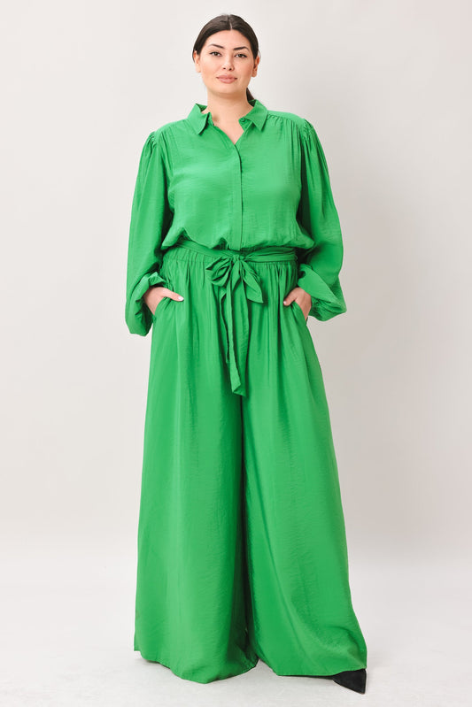 Ready For Today Woven Jumpsuit in green, view 2 — Soul Flow Apparel