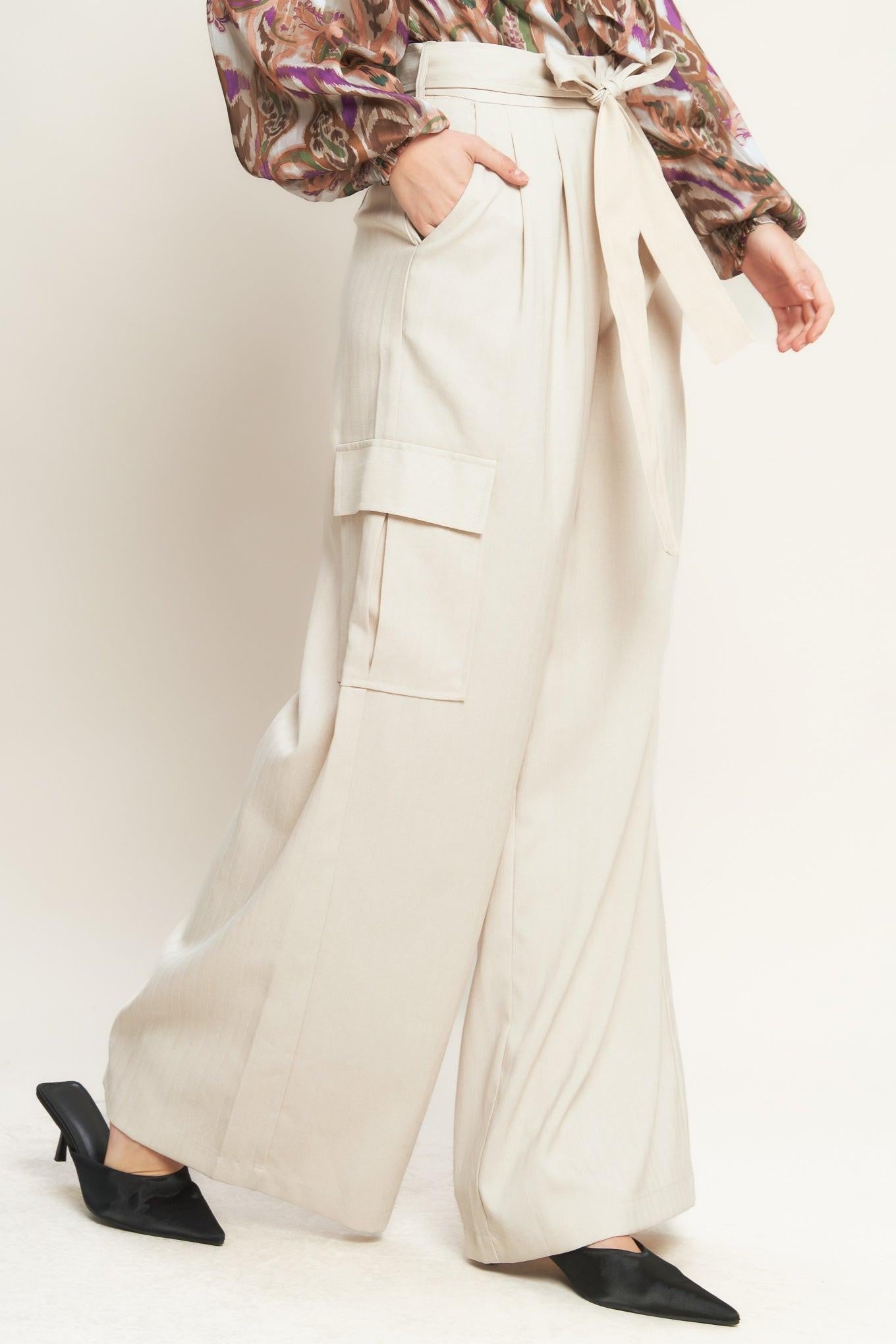 For the Last Time Woven Pants in khaki, view 3 — Soul Flow Apparel