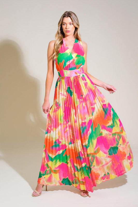 Doesn't Add Up Woven Jumpsuit in fuchsia green, view 1 — Soul Flow Apparel