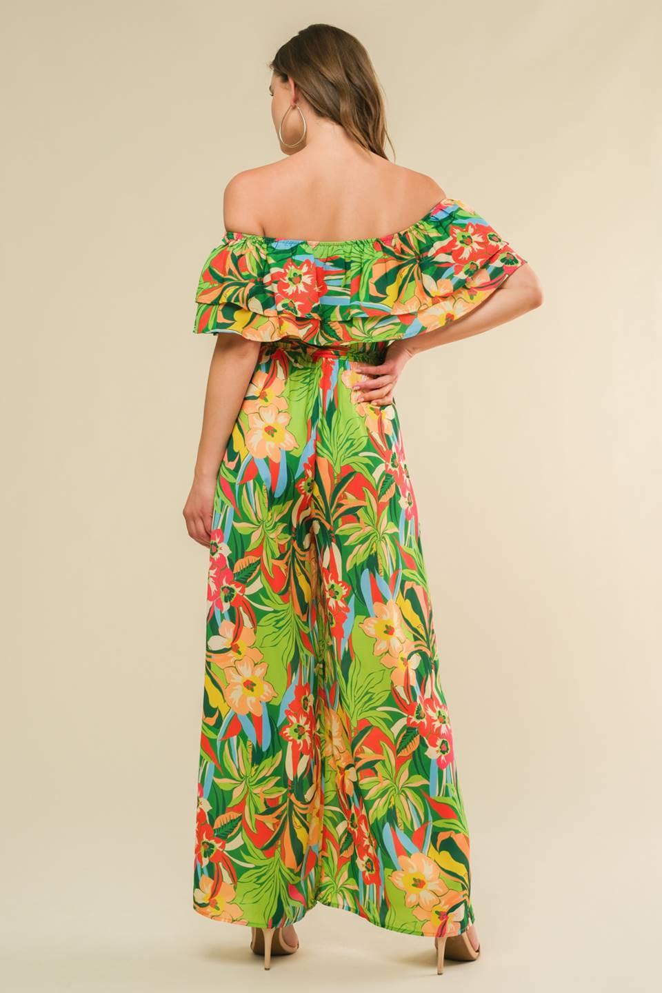 Daring Heart Woven Jumpsuit in green, view 2 — Soul Flow Apparel
