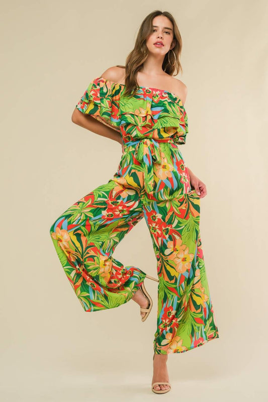 Daring Heart Woven Jumpsuit in green, view 3 — Soul Flow Apparel