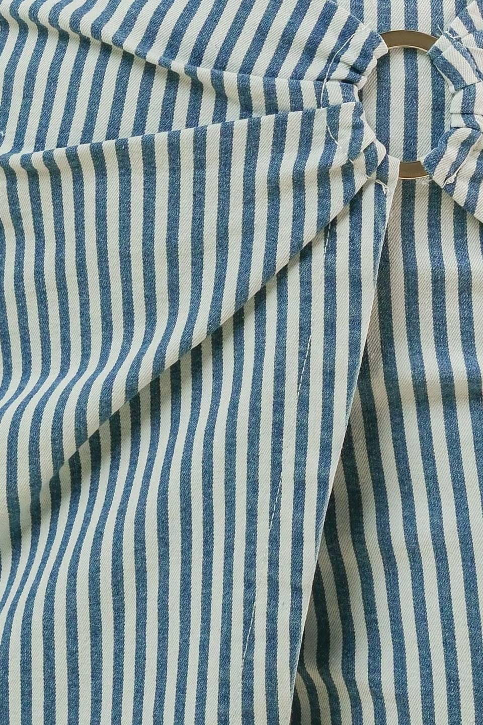 Afternoon Sundance Woven Skort in blue white, fabric swatch — Soul Flow Apparel