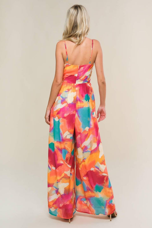 Sweetest Style Woven Jumpsuit in magentaorange, view 2 — Soul Flow Apparel