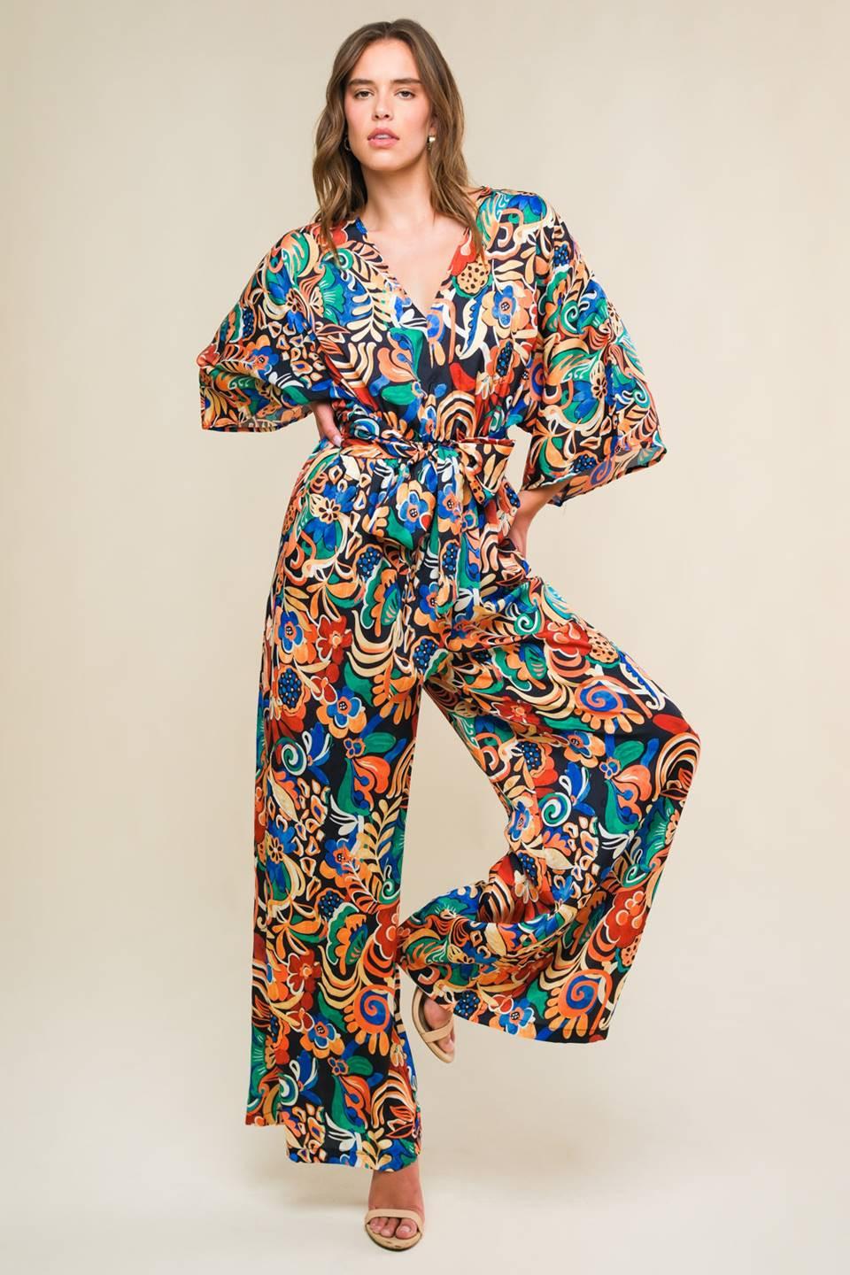 Skyline Grace Woven Jumpsuit in black, view 1 — Soul Flow Apparel