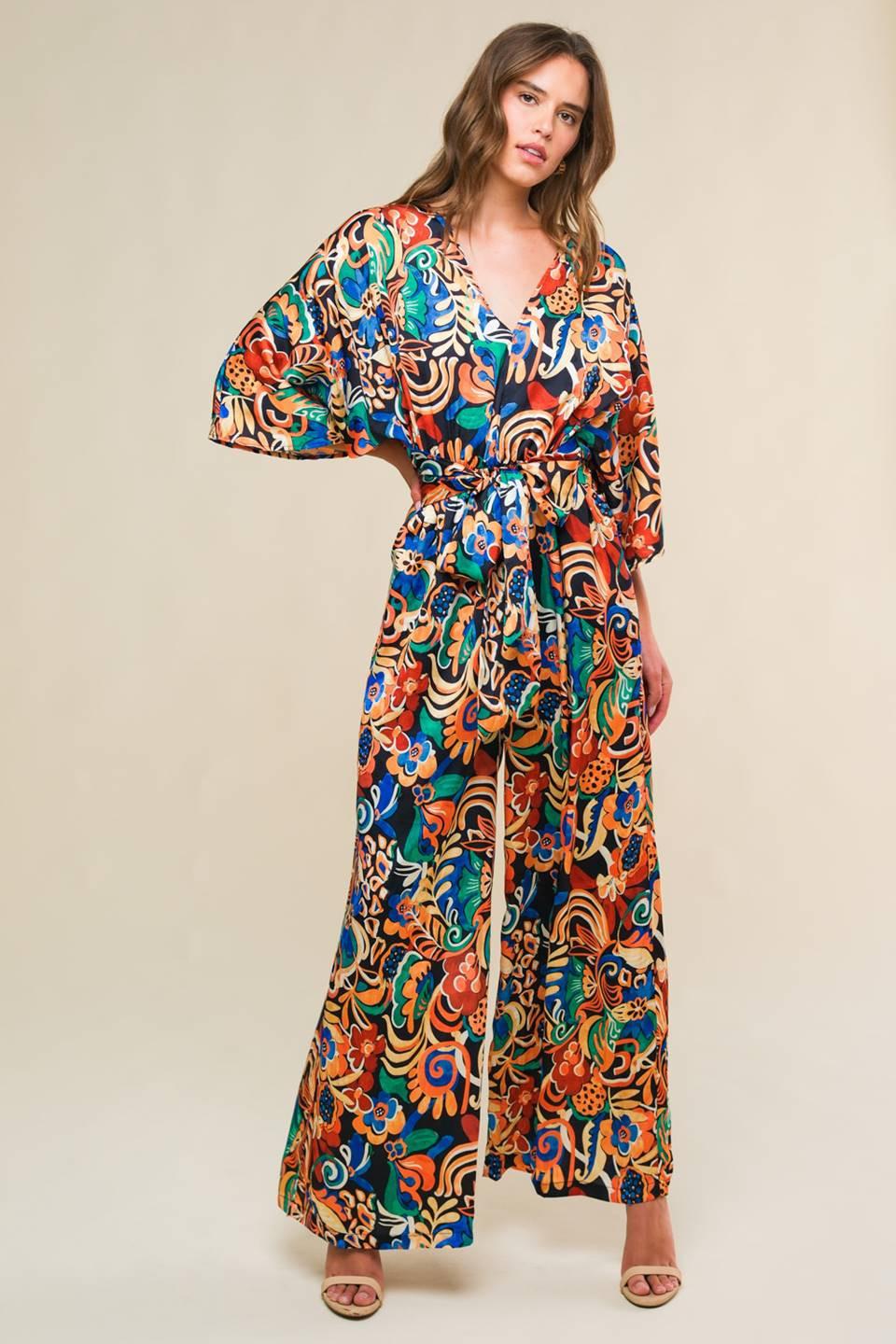 Skyline Grace Woven Jumpsuit in black, view 3 — Soul Flow Apparel