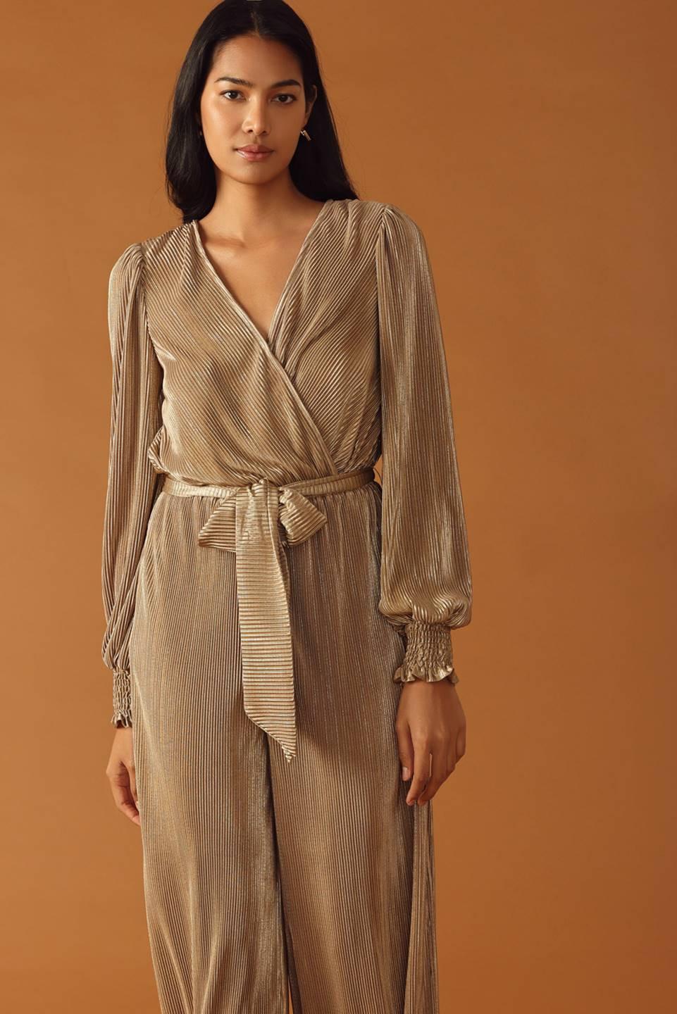 Moments of Clarity Woven Jumpsuit in mauve gold, view 1 — Soul Flow Apparel