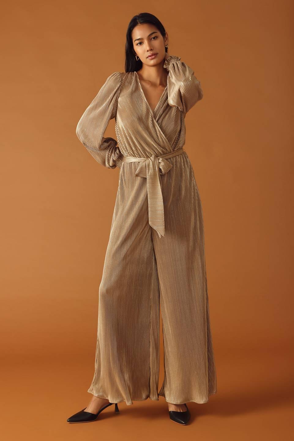 Moments of Clarity Woven Jumpsuit in mauve gold, view 2 — Soul Flow Apparel