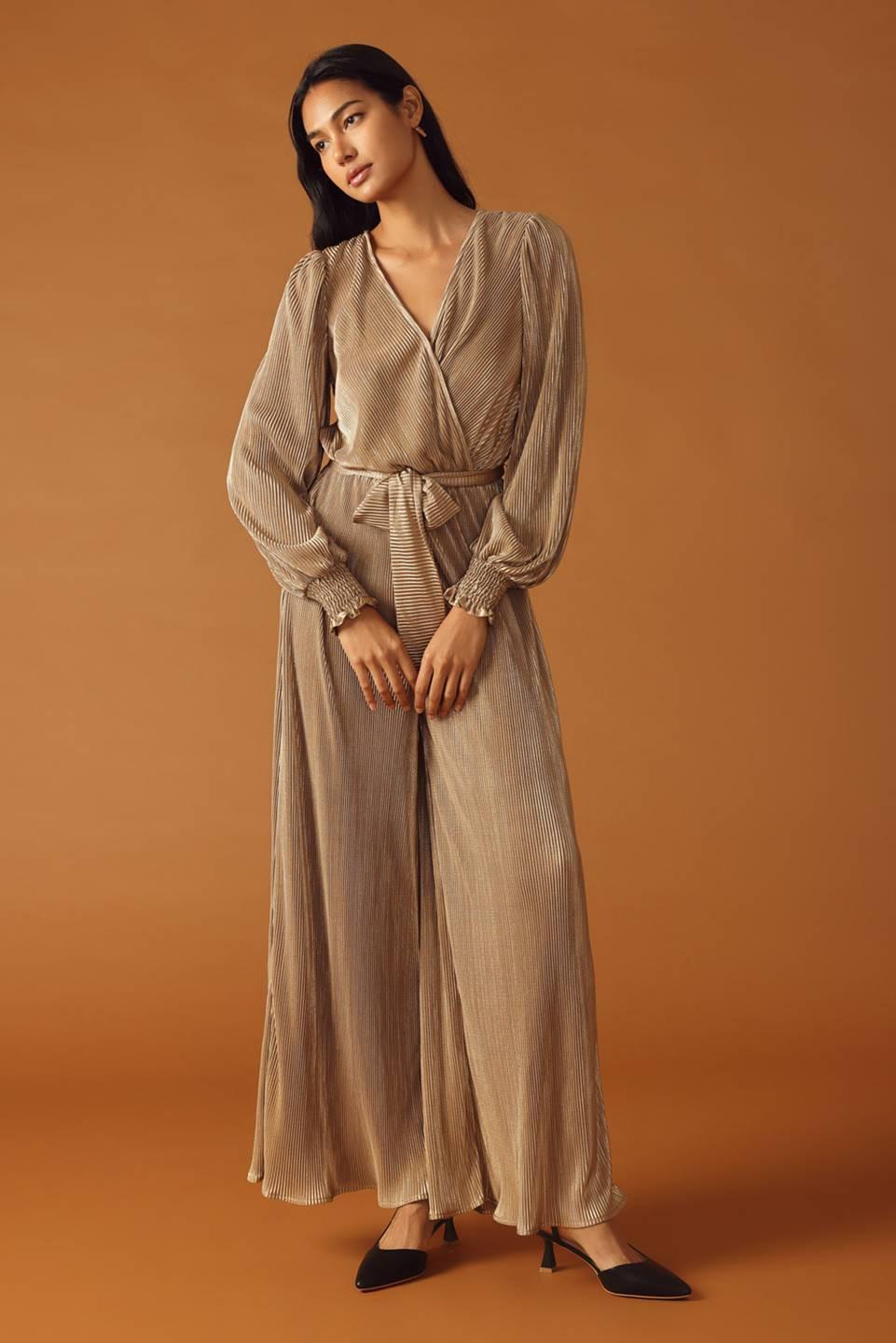 Moments of Clarity Woven Jumpsuit in mauve gold, view 3 — Soul Flow Apparel