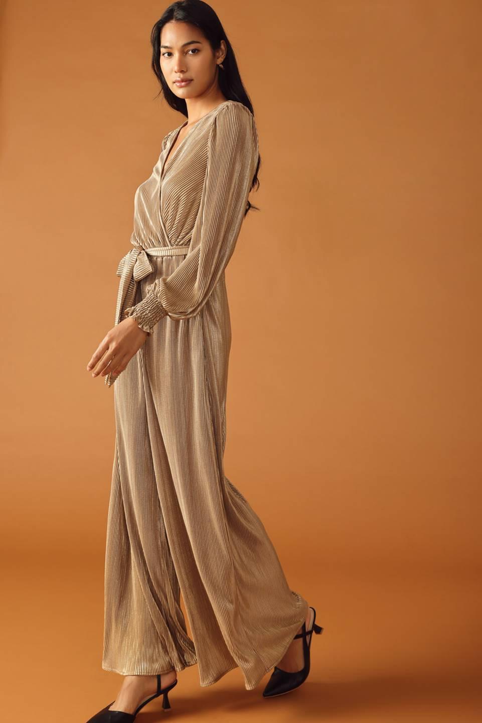 Moments of Clarity Woven Jumpsuit in mauve gold, view 5 — Soul Flow Apparel