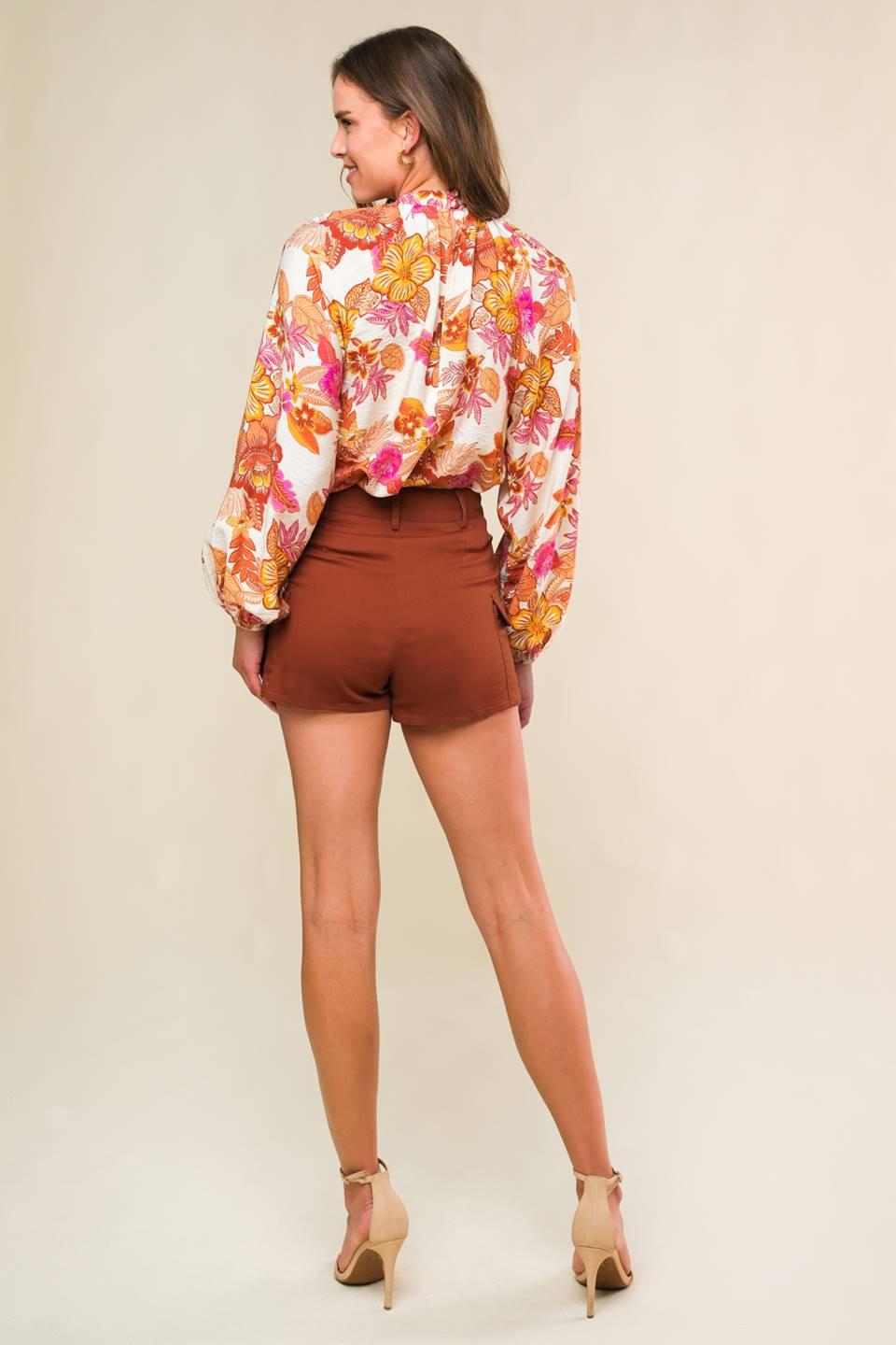 The Way Out Twill Skort in rust, view 6 — Soul Flow Apparel