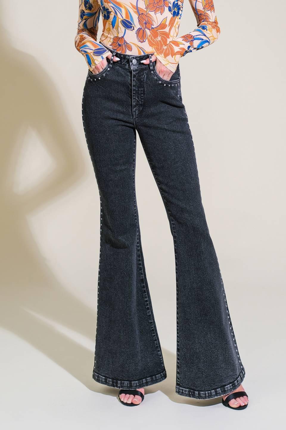 Effortless Ensemble Denim Pants in black, view 1 — Soul Flow Apparel