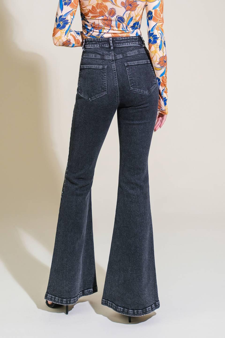Effortless Ensemble Denim Pants in black, view 2 — Soul Flow Apparel