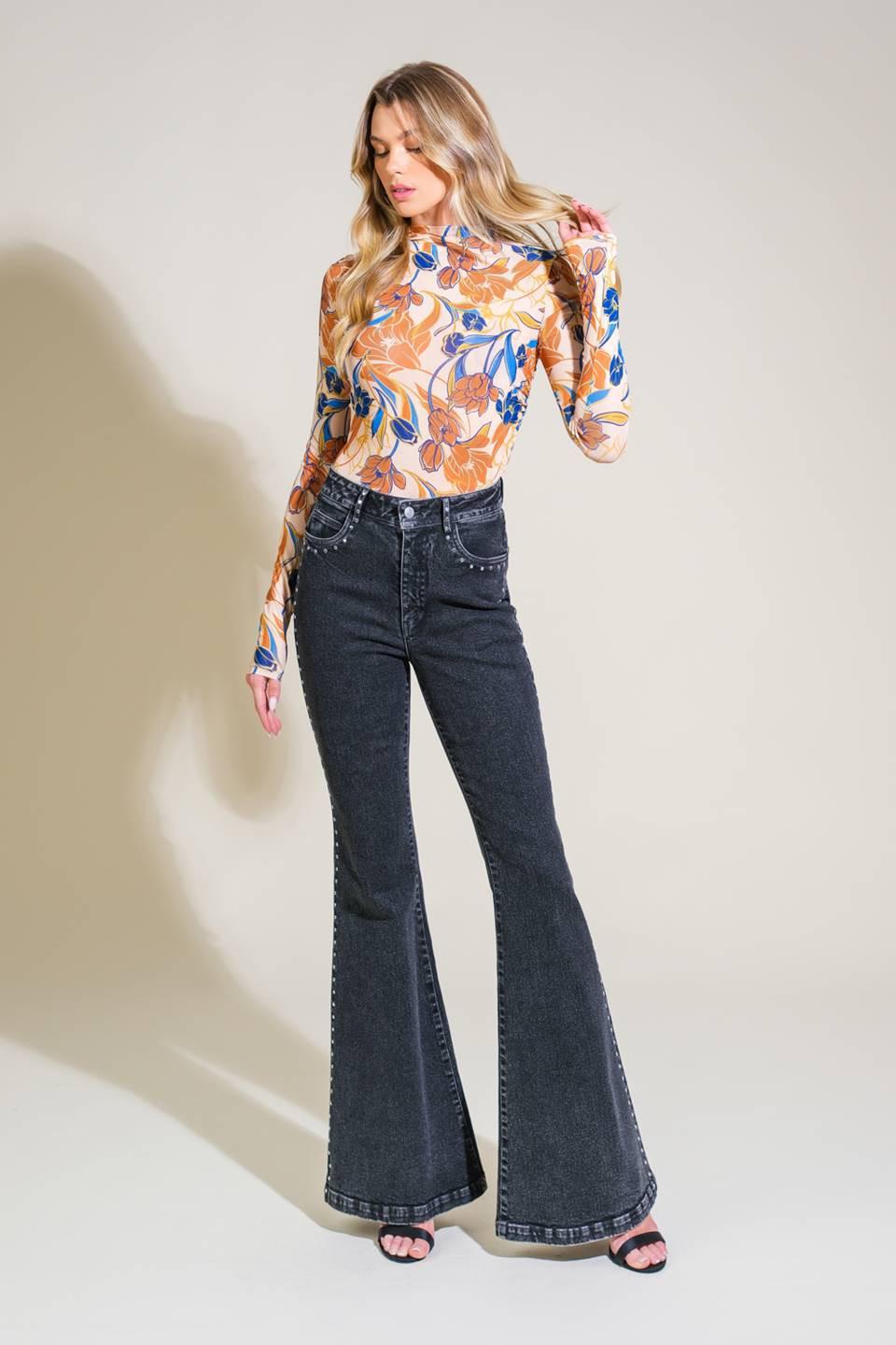 Effortless Ensemble Denim Pants in black, view 4 — Soul Flow Apparel