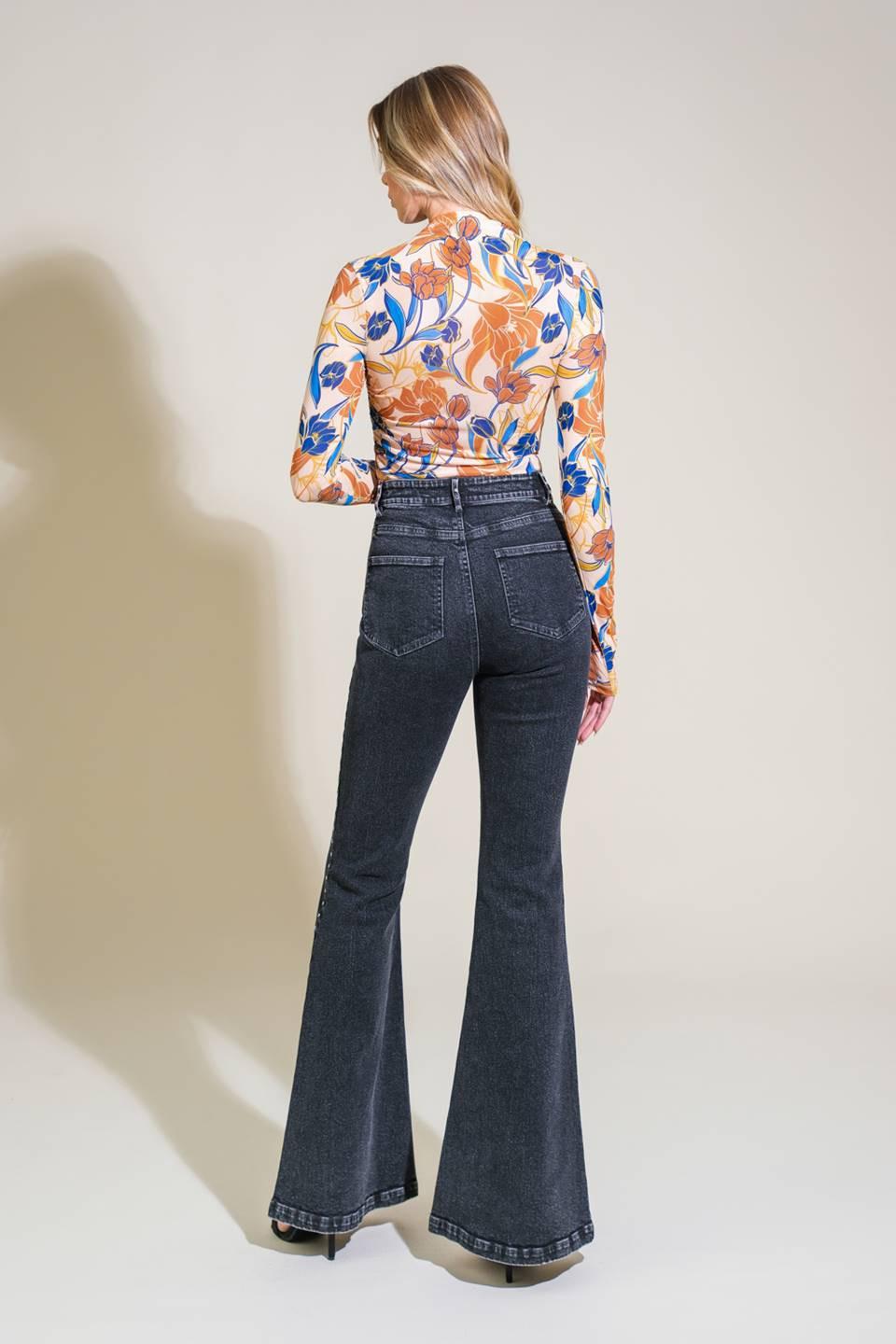 Effortless Ensemble Denim Pants in black, view 6 — Soul Flow Apparel