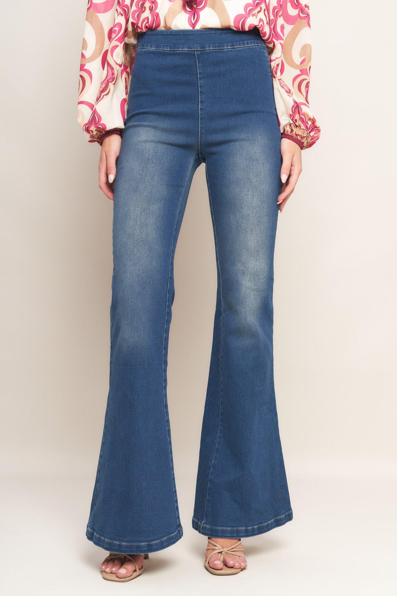 Heavenly Hues Denim Pants in medium indigo, view 1 — Soul Flow Apparel