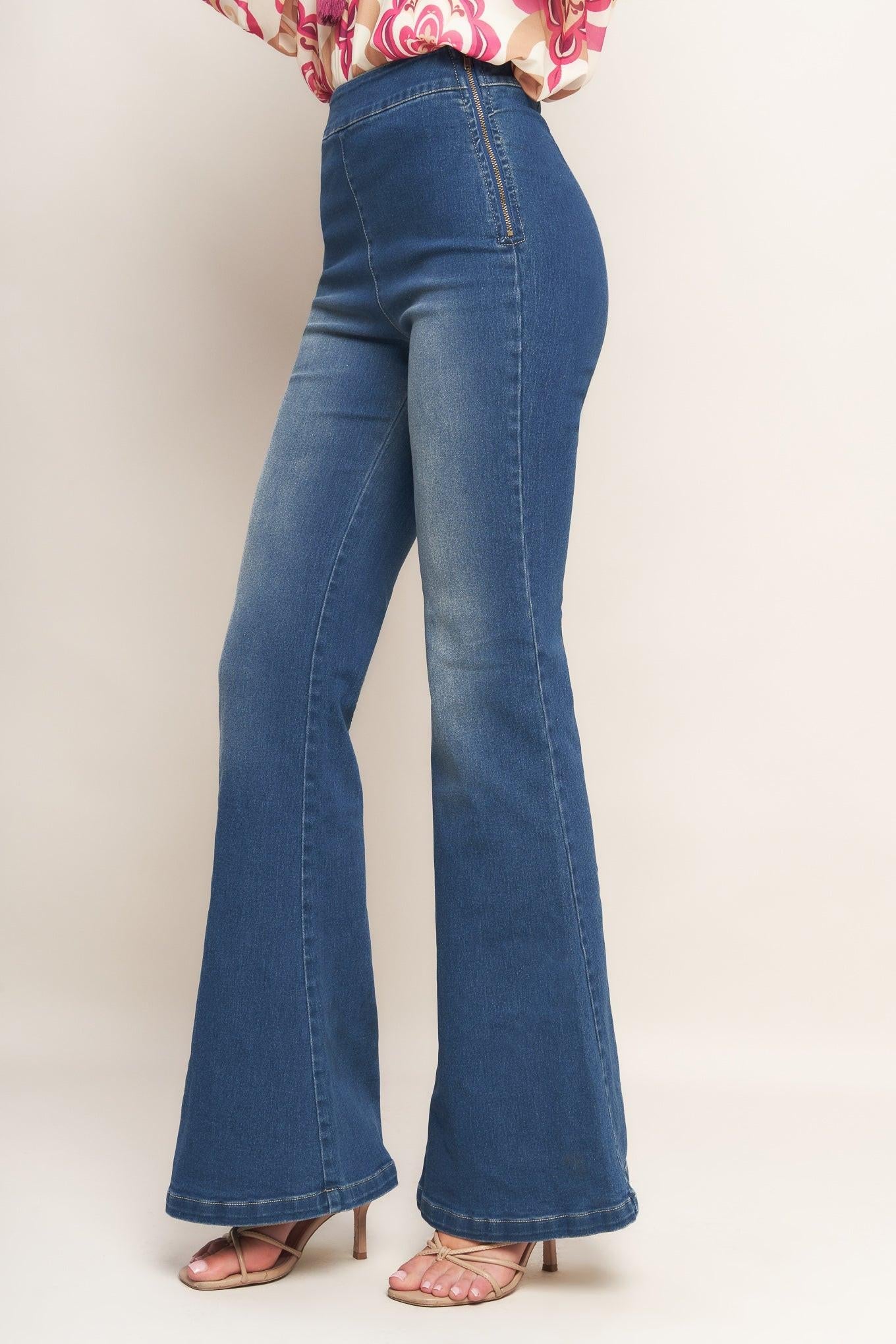 Heavenly Hues Denim Pants in medium indigo, view 3 — Soul Flow Apparel