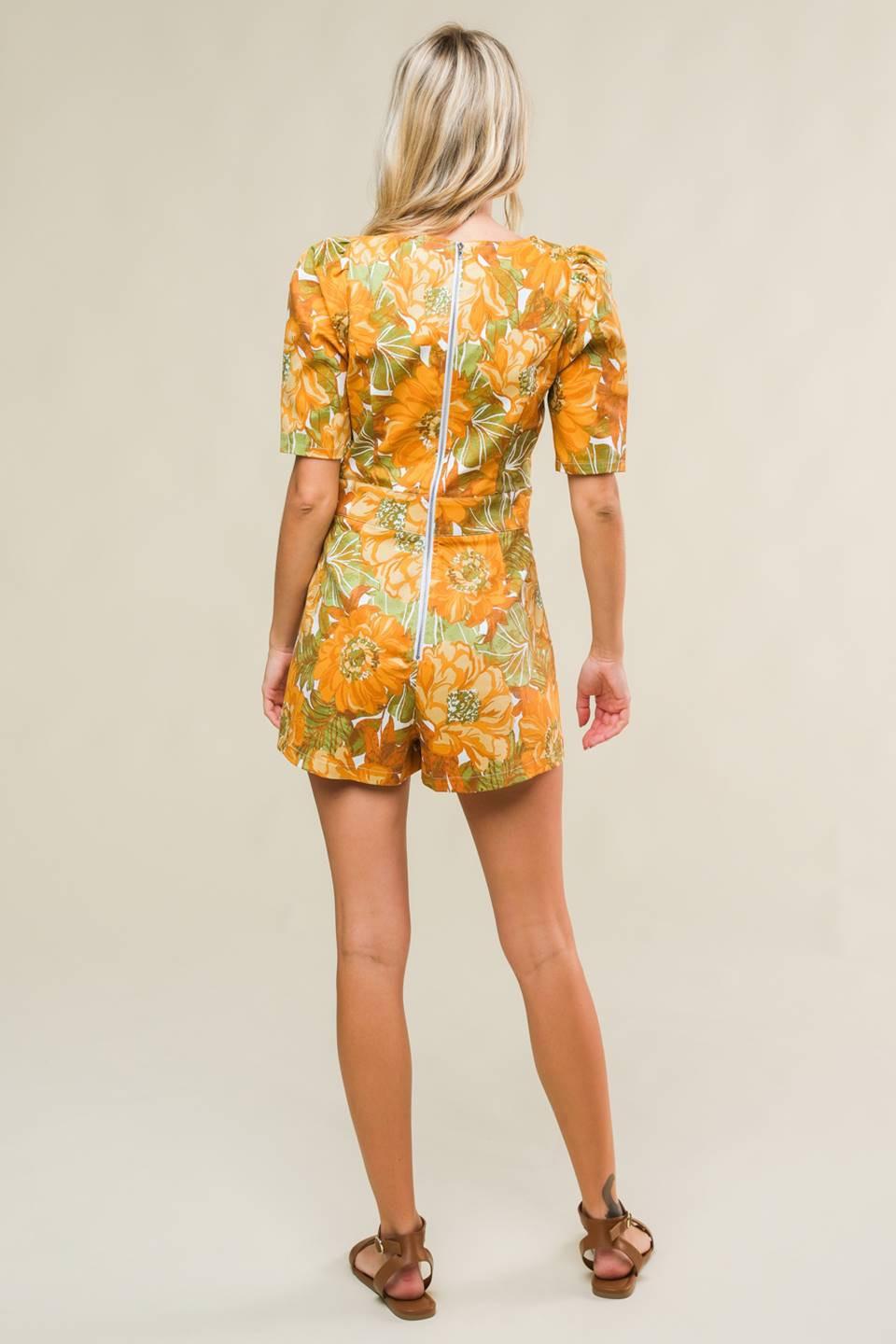 Italian Romance Woven Skort Romper in rust olive, view 6 — Soul Flow Apparel
