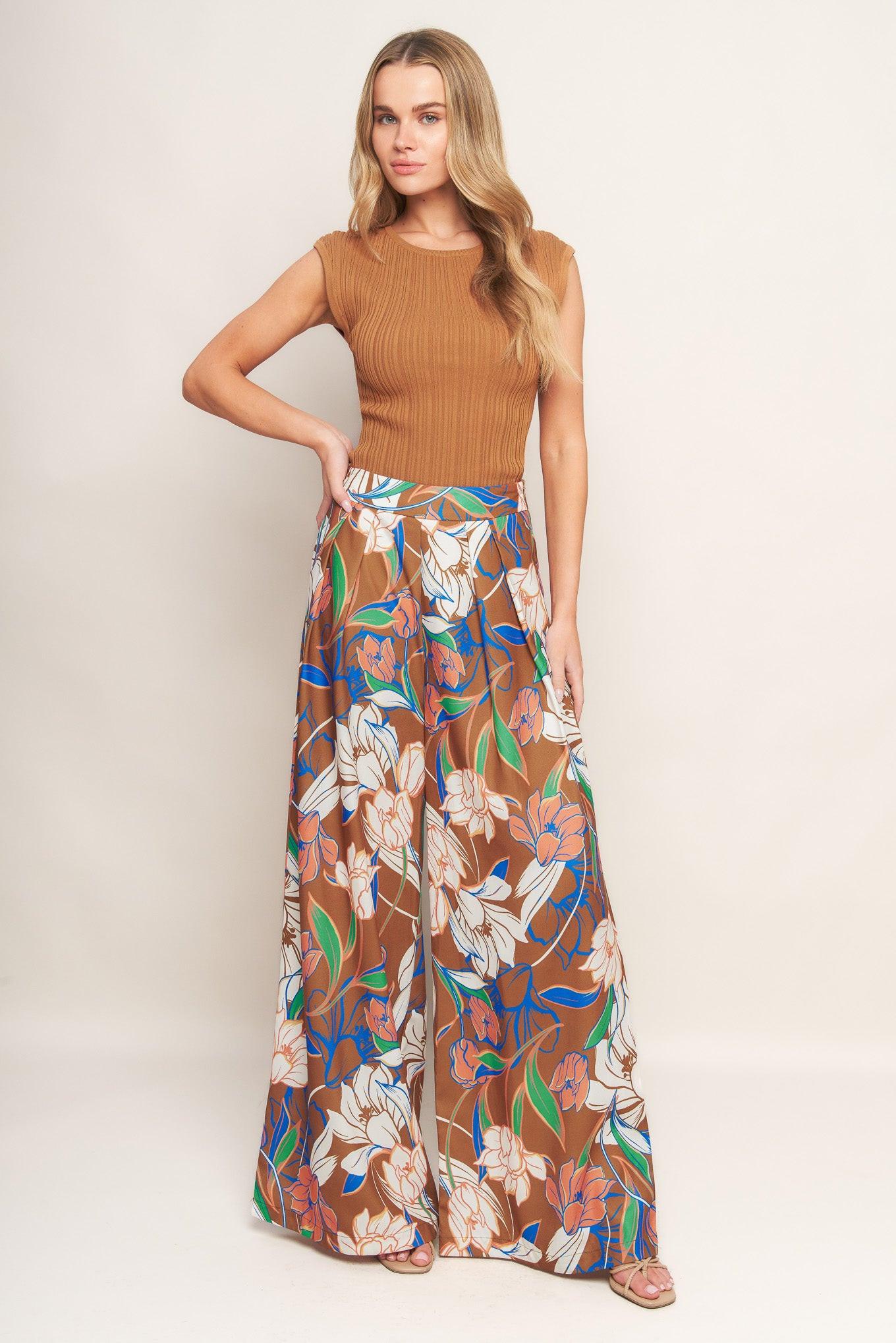 Forever Be Woven Pants in brown, view 1 — Soul Flow Apparel