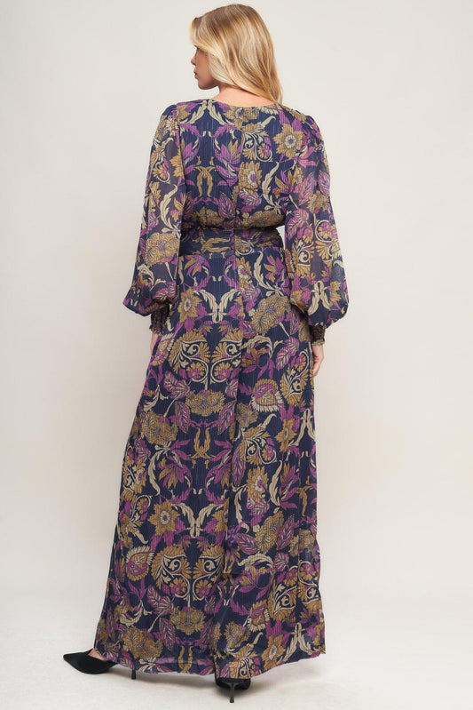 Whispering Pines Woven Jumpsuit in navy, view 5 — Soul Flow Apparel