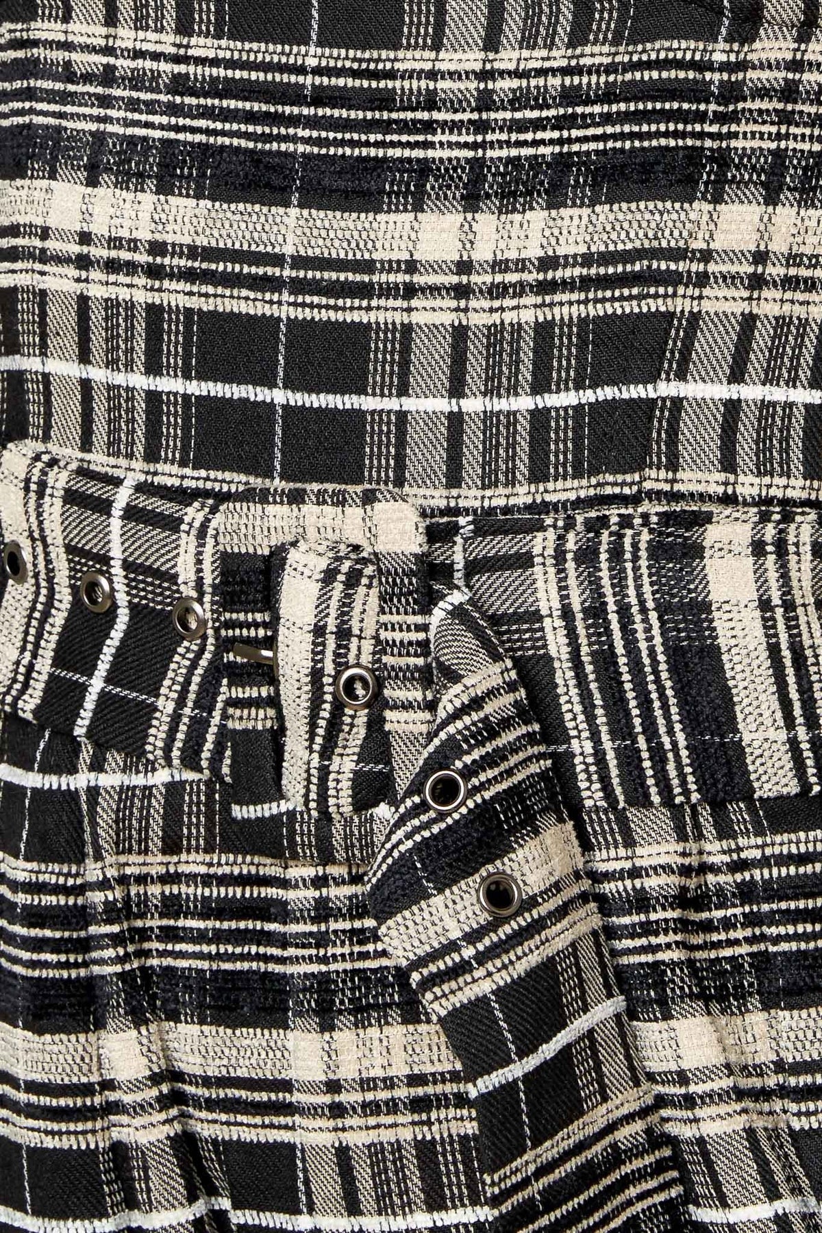 Sand Dune Woven Plaid Jumpsuit in black, fabric swatch — Soul Flow Apparel