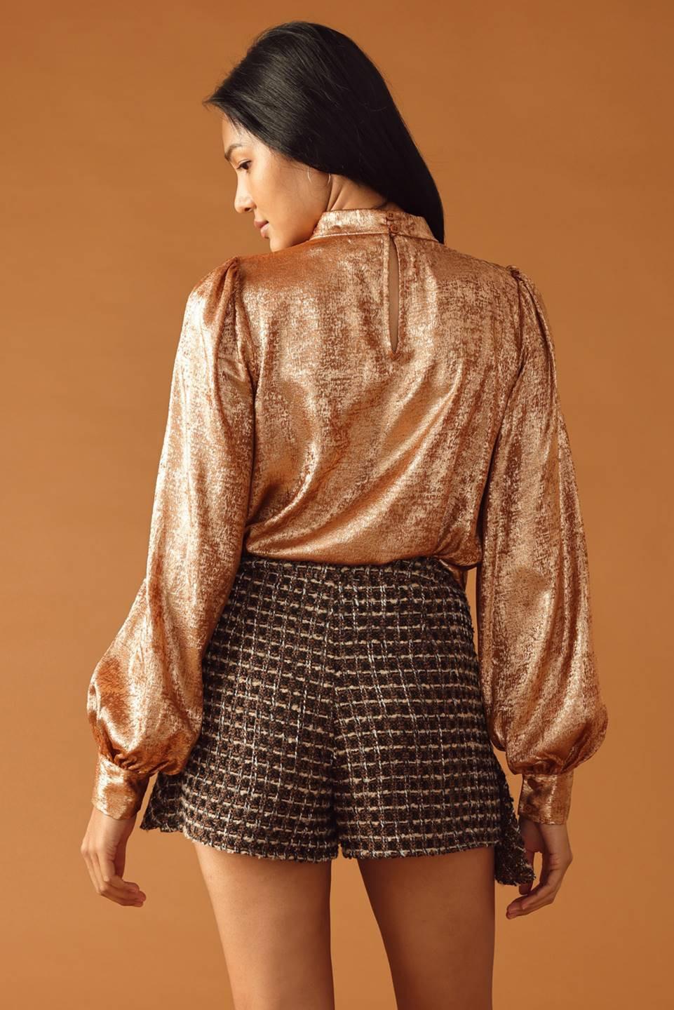 Letters From Manhattan Tweed Skort in brown, view 5 — Soul Flow Apparel