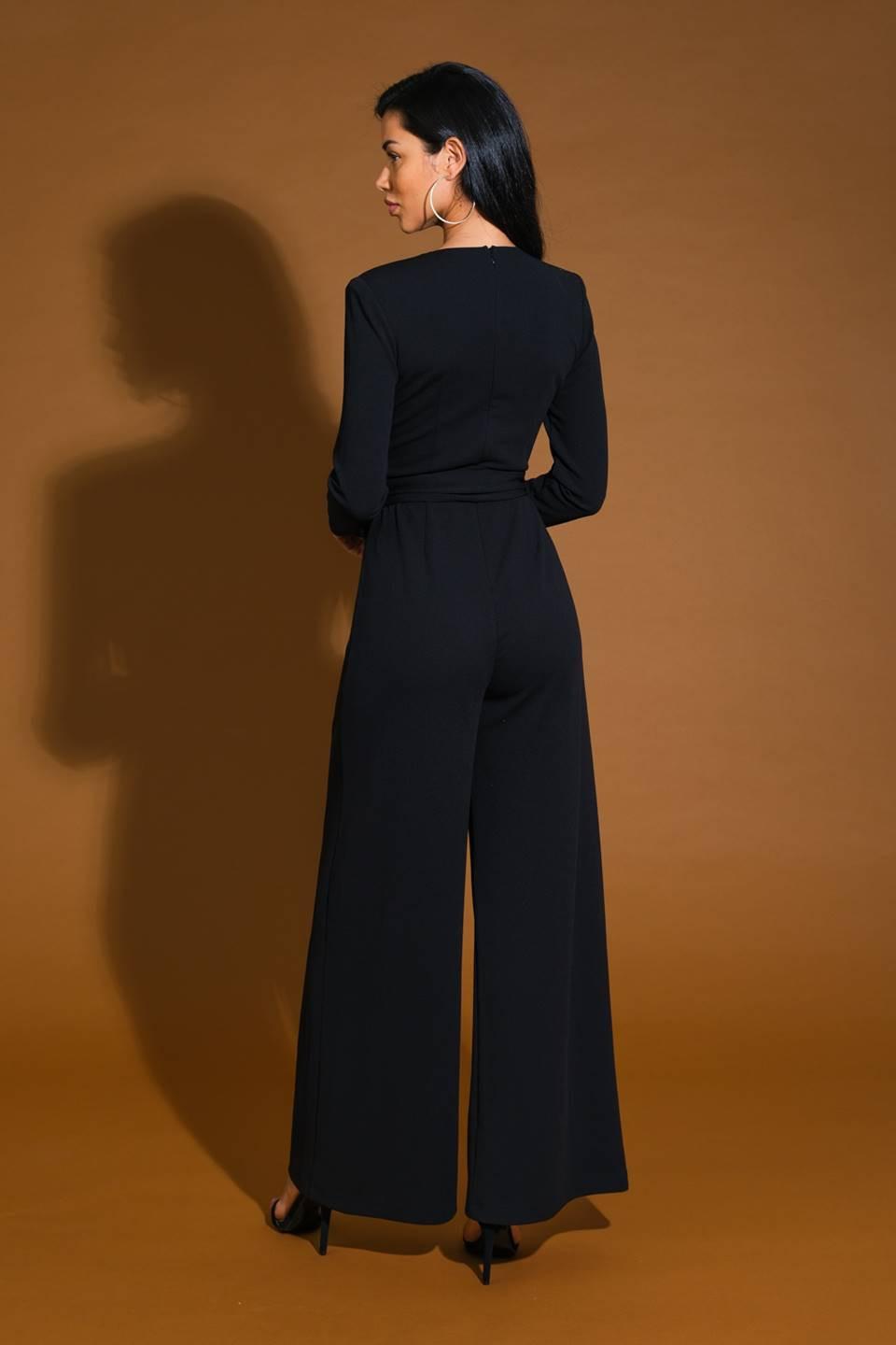 My Love Language Woven Jumpsuit in black, view 2 — Soul Flow Apparel