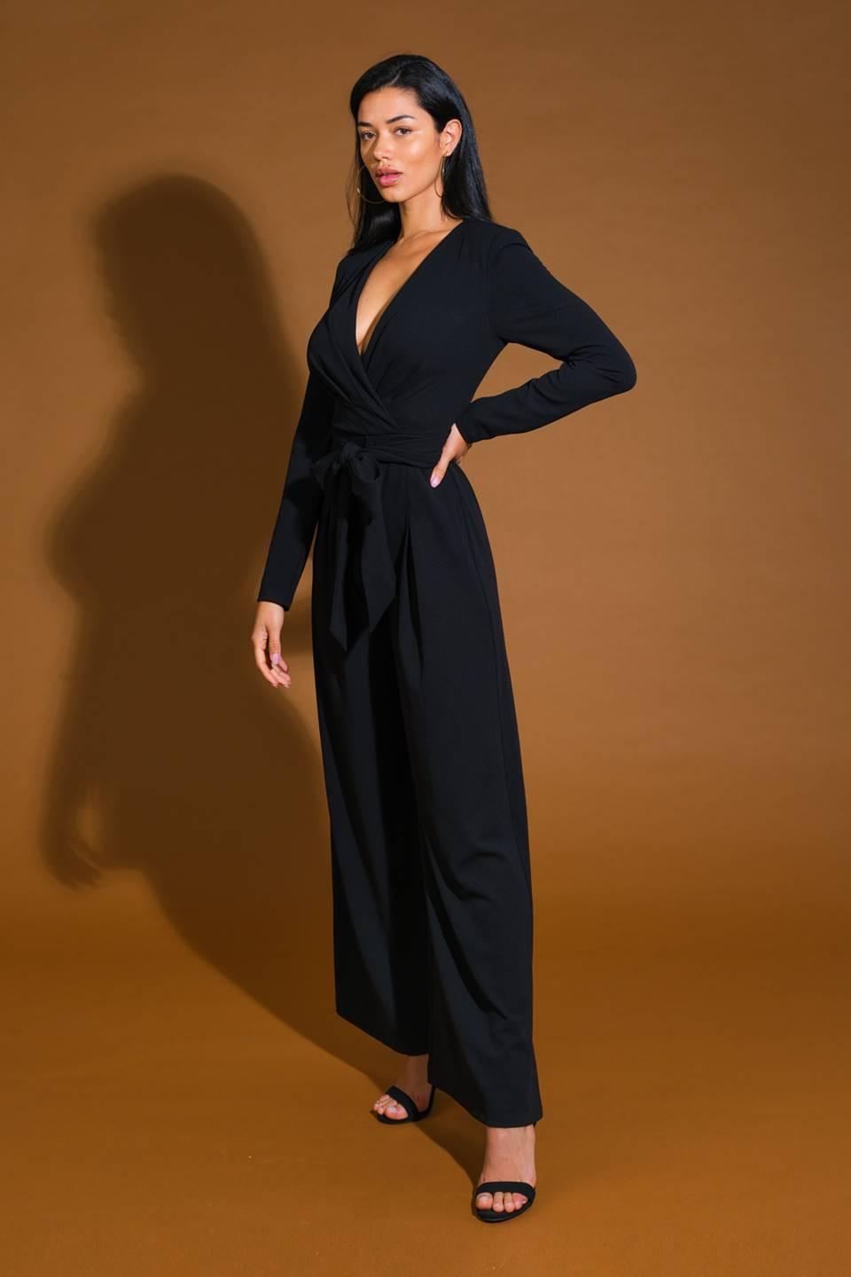 My Love Language Woven Jumpsuit in black, view 3 — Soul Flow Apparel