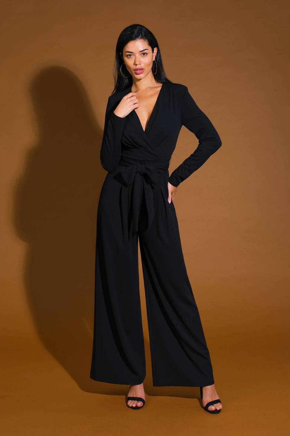My Love Language Woven Jumpsuit in black, view 5 — Soul Flow Apparel