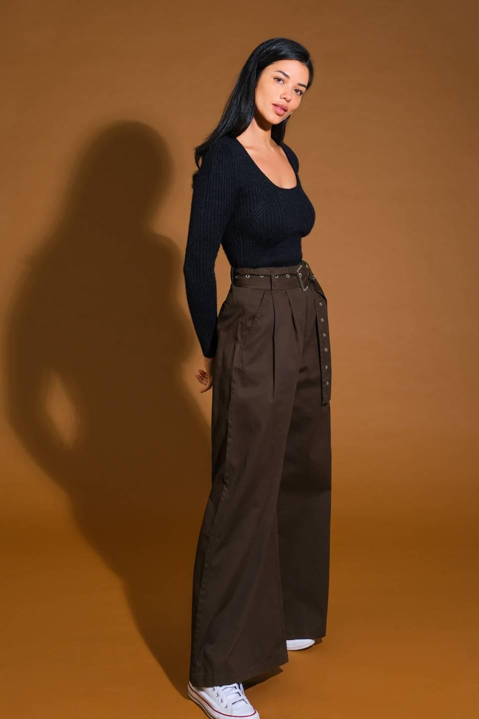 Pack Your Bags Woven Pants in dark brown, view 3 — Soul Flow Apparel