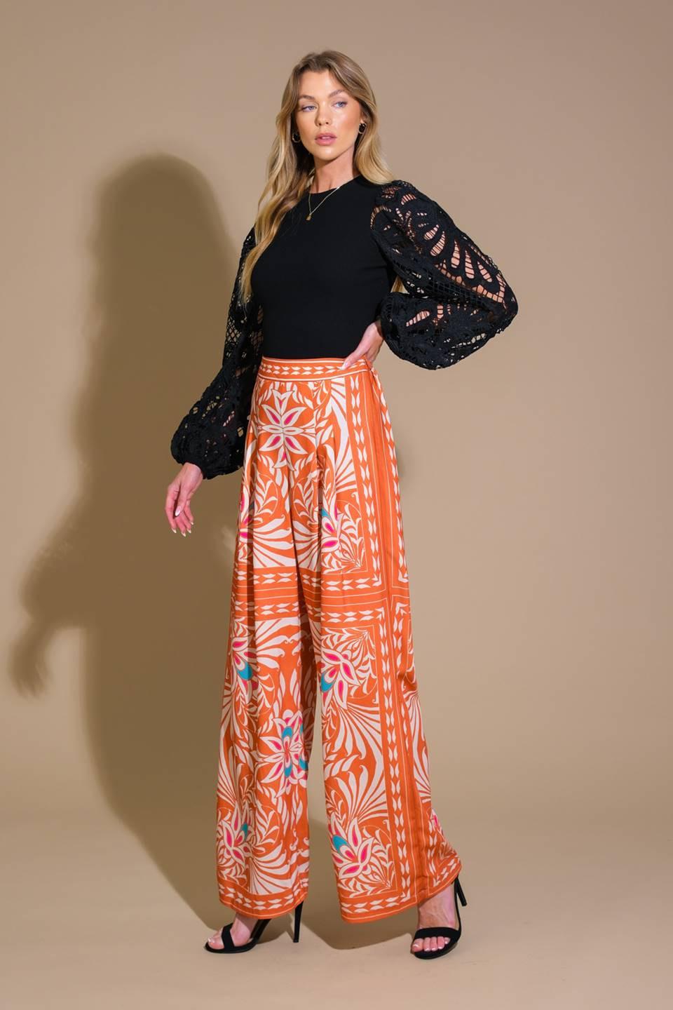 You Never Can Tell Woven Pants in rust, view 3 — Soul Flow Apparel