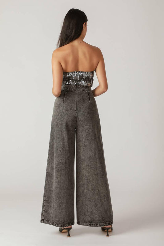 Delicate Touch Denim Jumpsuit in washed black, view 6 — Soul Flow Apparel