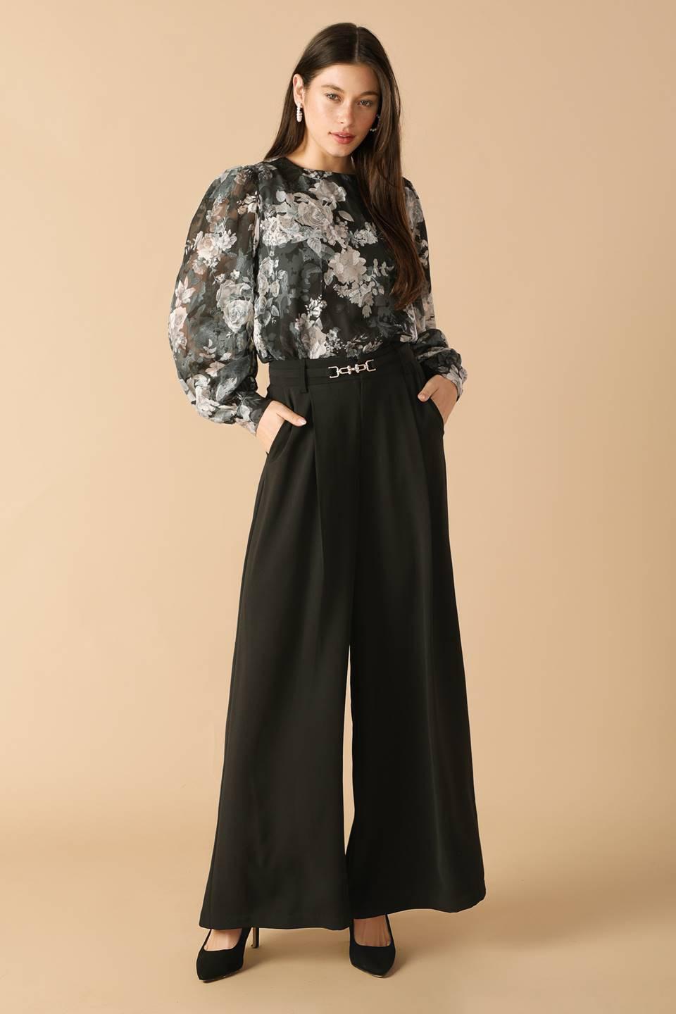 Sweet Harmony Black Woven Pants, view 5 — Soul Flow Apparel