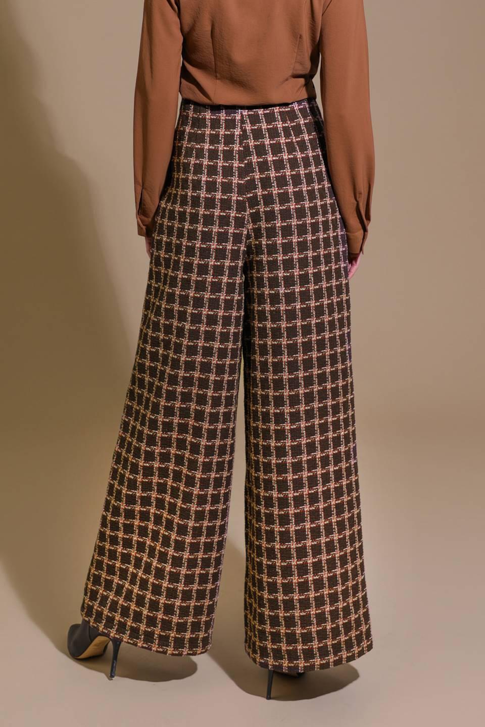 Show You Off Tweed Pants in brown, view 2 — Soul Flow Apparel