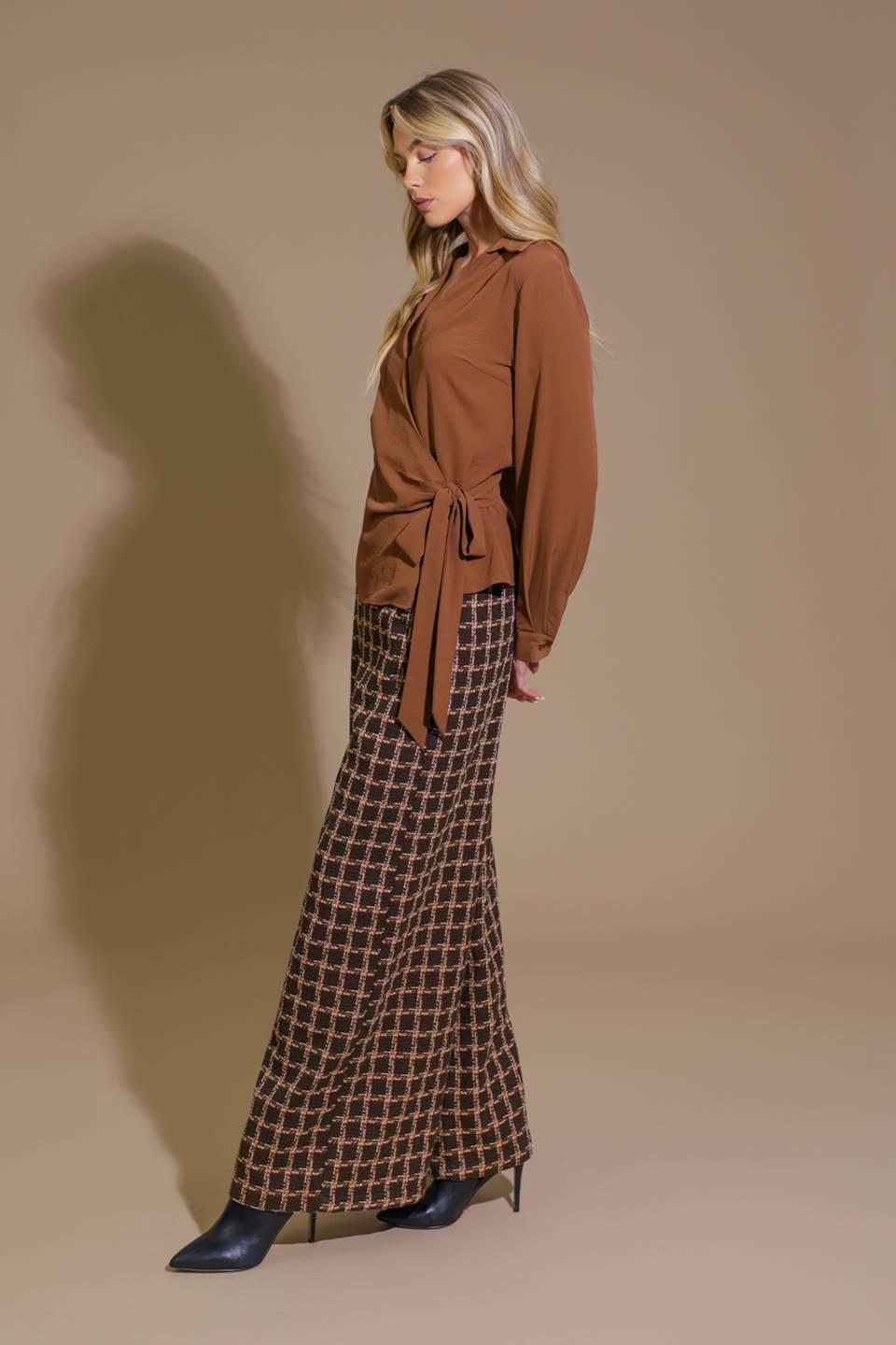 Show You Off Tweed Pants in brown, view 3 — Soul Flow Apparel