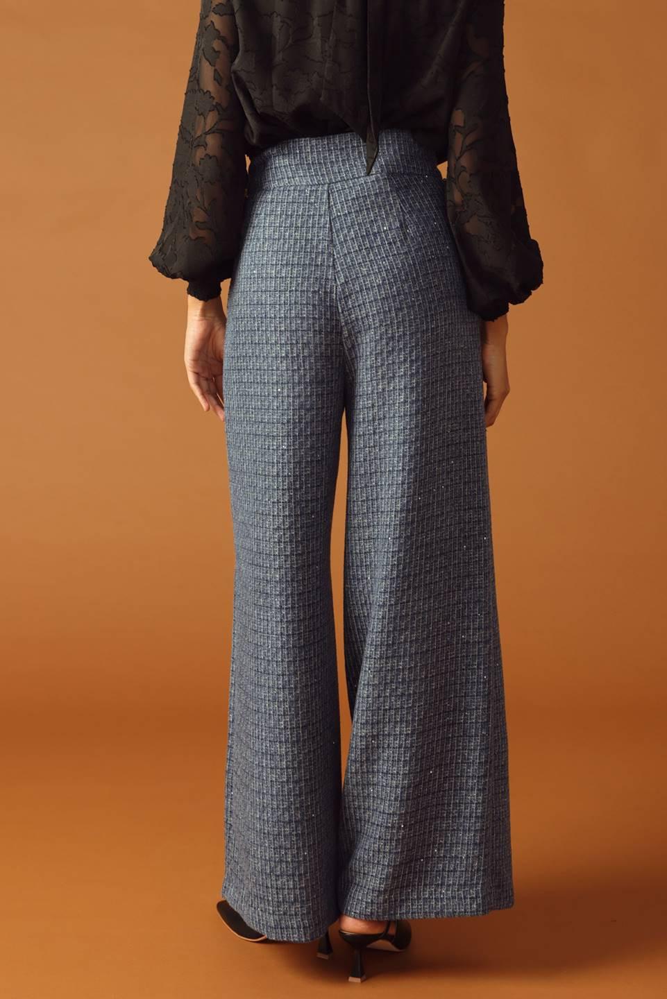 Threads of Destiny Tweed Pants in slate blue, view 5 — Soul Flow Apparel