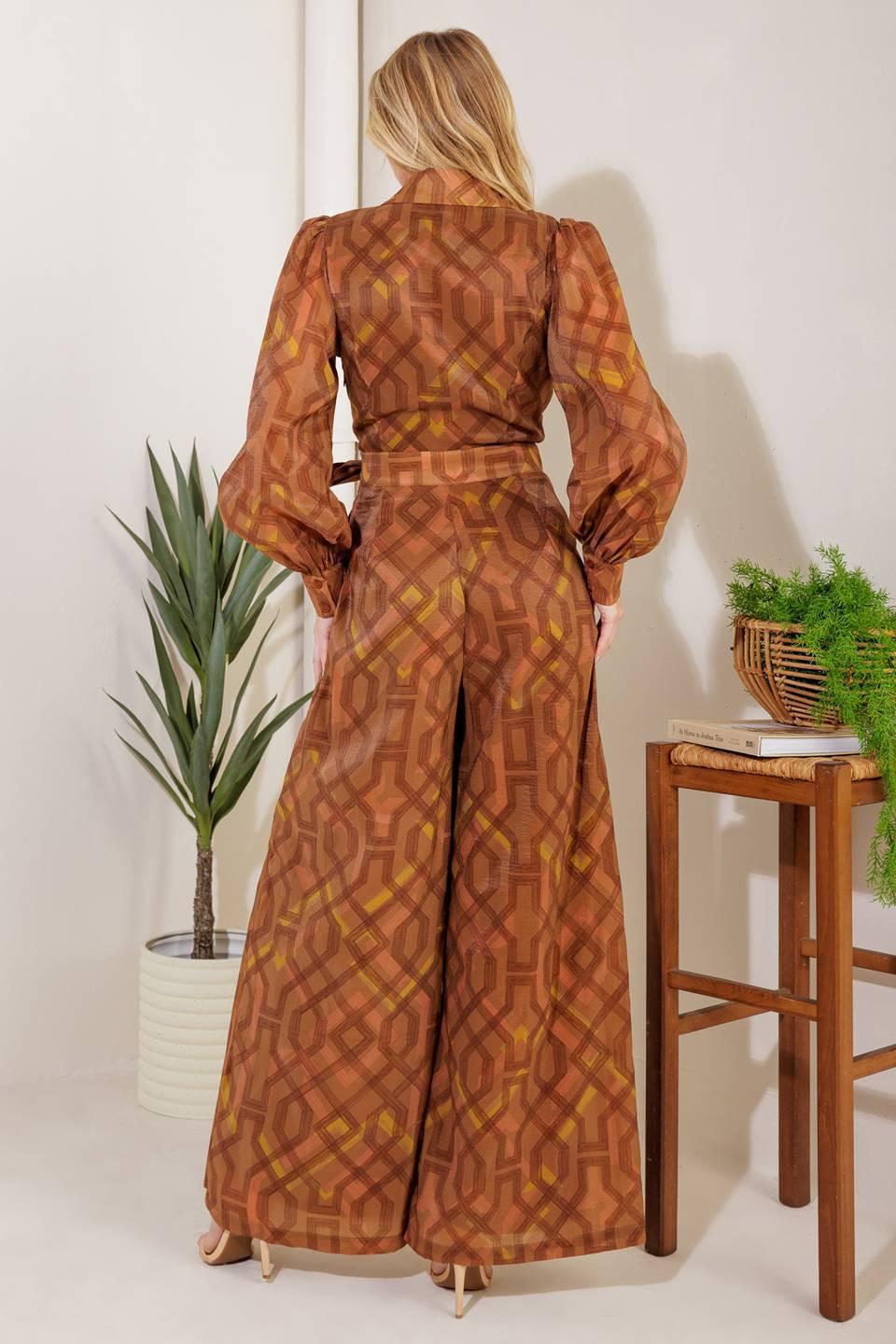 Lost in the Stars Woven Jumpsuit in brown, view 5 — Soul Flow Apparel