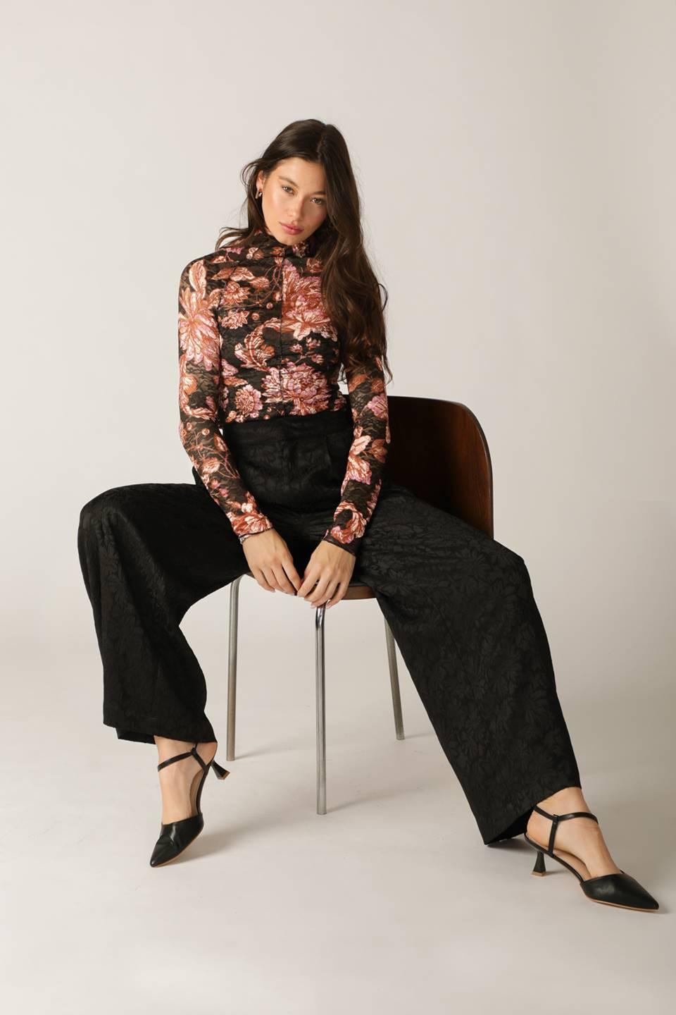 Elegant Essence Woven Pants in black, view 1 — Soul Flow Apparel