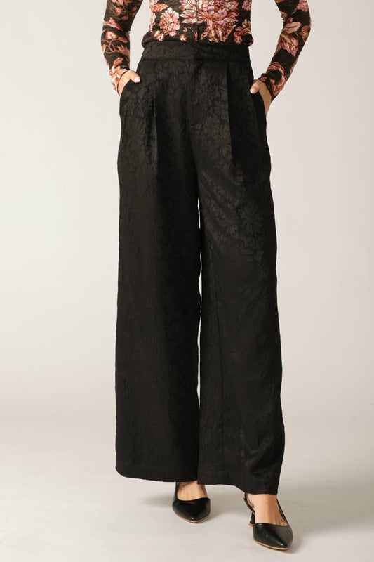 Elegant Essence Woven Pants in black, view 3 — Soul Flow Apparel