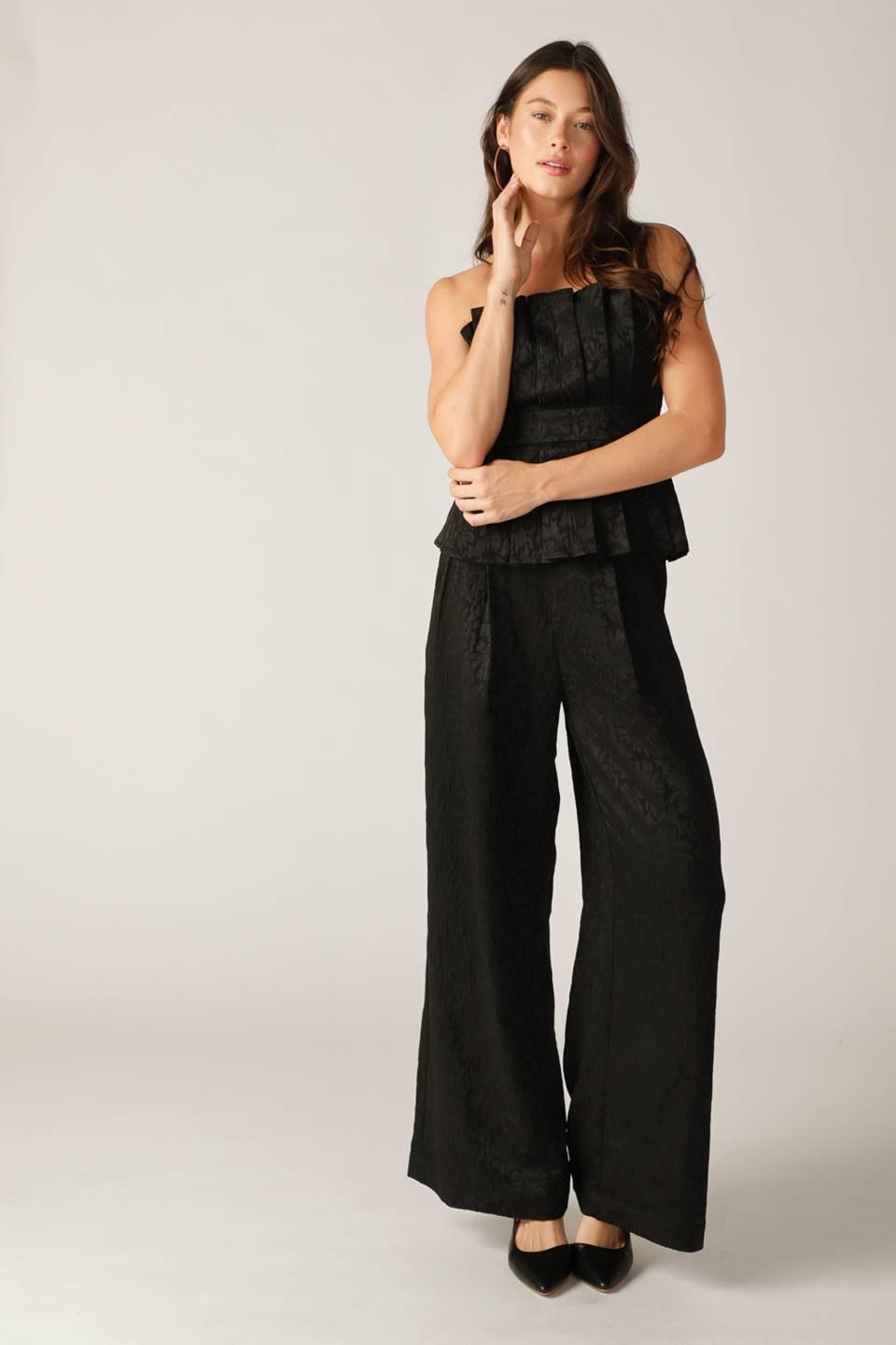 Elegant Essence Woven Pants in black, view 5 — Soul Flow Apparel