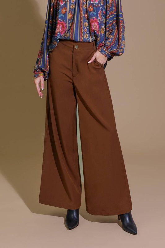 Think It Through Woven Pants in brown, view 1 — Soul Flow Apparel