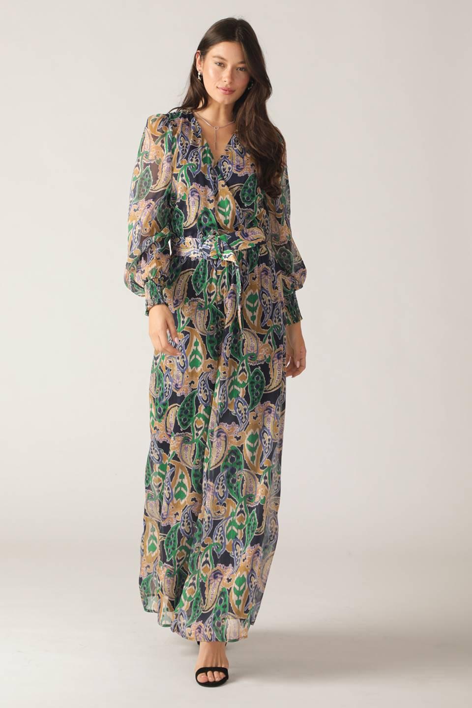 With the Girls Woven Jumpsuit in navy teal, view 3 — Soul Flow Apparel