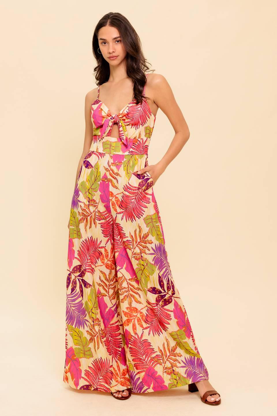 Safe Haven Pink Woven Jumpsuit in purple, view 1 — Soul Flow Apparel