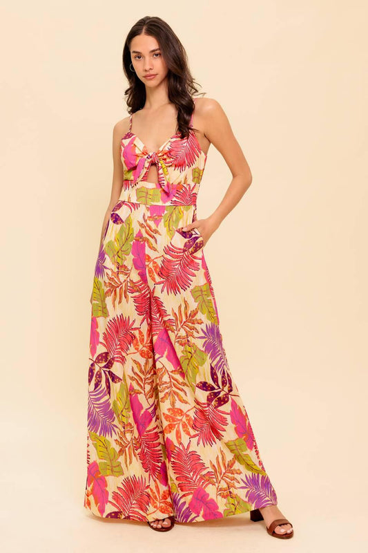 Safe Haven Pink Woven Jumpsuit in purple, view 1 — Soul Flow Apparel